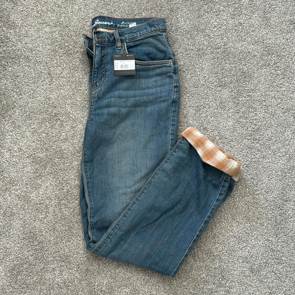 Boyfriend Midrise Straight Flannel Lined Jeans
